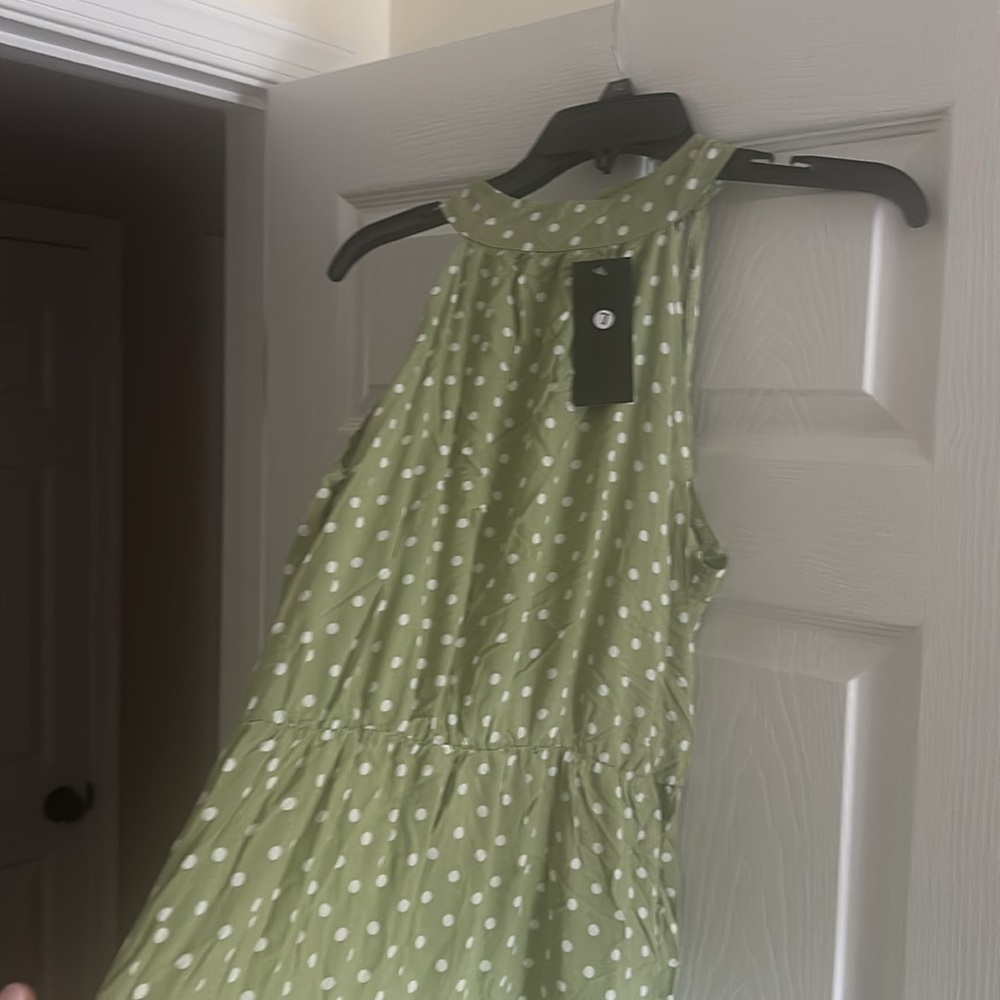 Boho green halter dot belted maxi dress - Picture 6 of 7